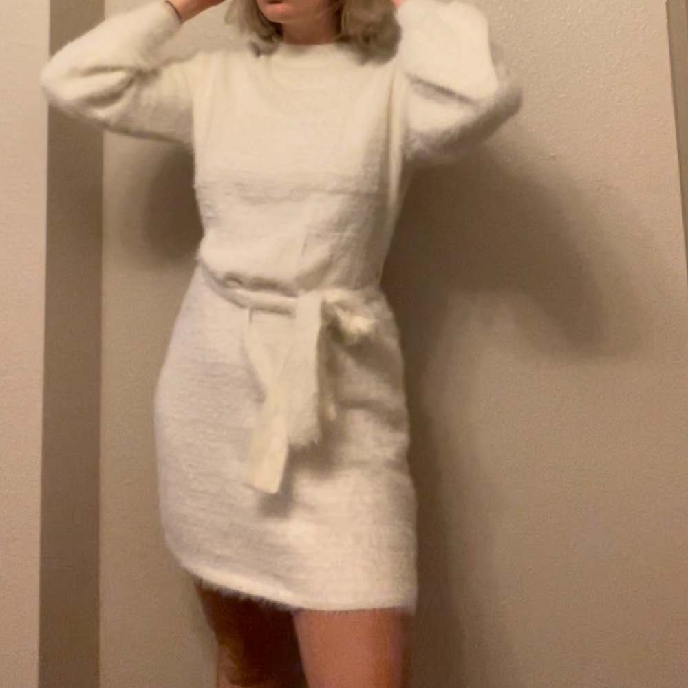White fuzzy dress